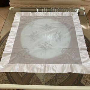 White Colored with Silver Accents Table Runner / Overlay